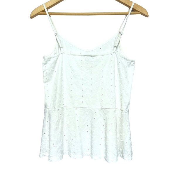 Hinge Strappy Eyelet Tank Top Womens Size Small White Lacy Peplum Coquette Cami - Picture 5 of 9
